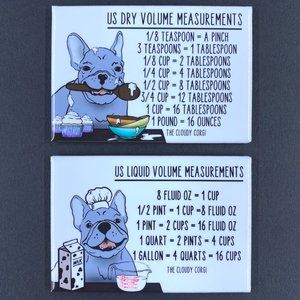 Gray French Bulldog Dog Measuring Magnet Set Kitchen Cooking Baking Guide